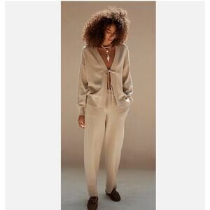 FREE PEOPLE OATMEAL HEATHER SOLAR SWEATER PANTS SET SZ M